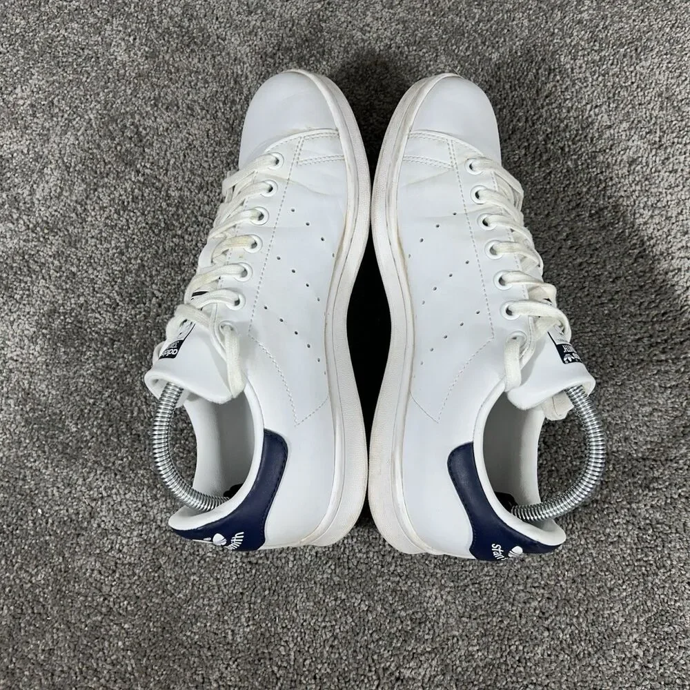 Adidas Stan Smith Originals FX5501 Mens Sz 8 White Navy Blue Leather Shoes Used - Picture 8 of 12